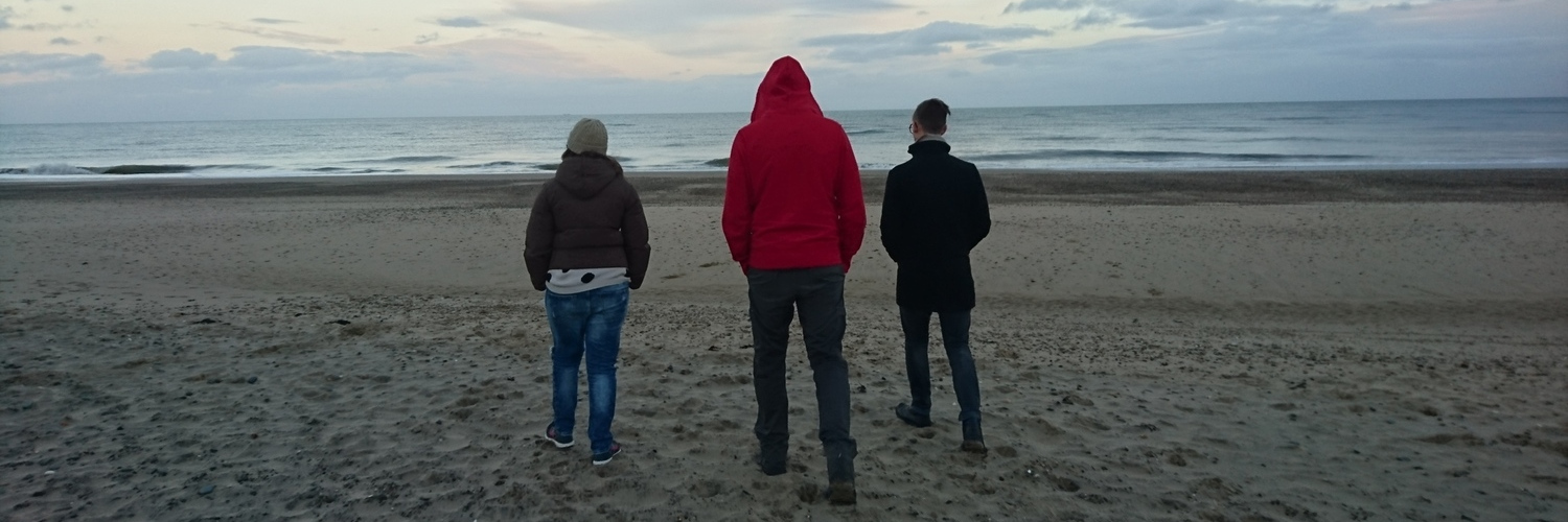 Michèle, Nicolas and Lars on the beach of Brittas Bay