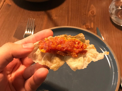 La Tartarería restaurant, Crispy rice wafer and tuna tartare